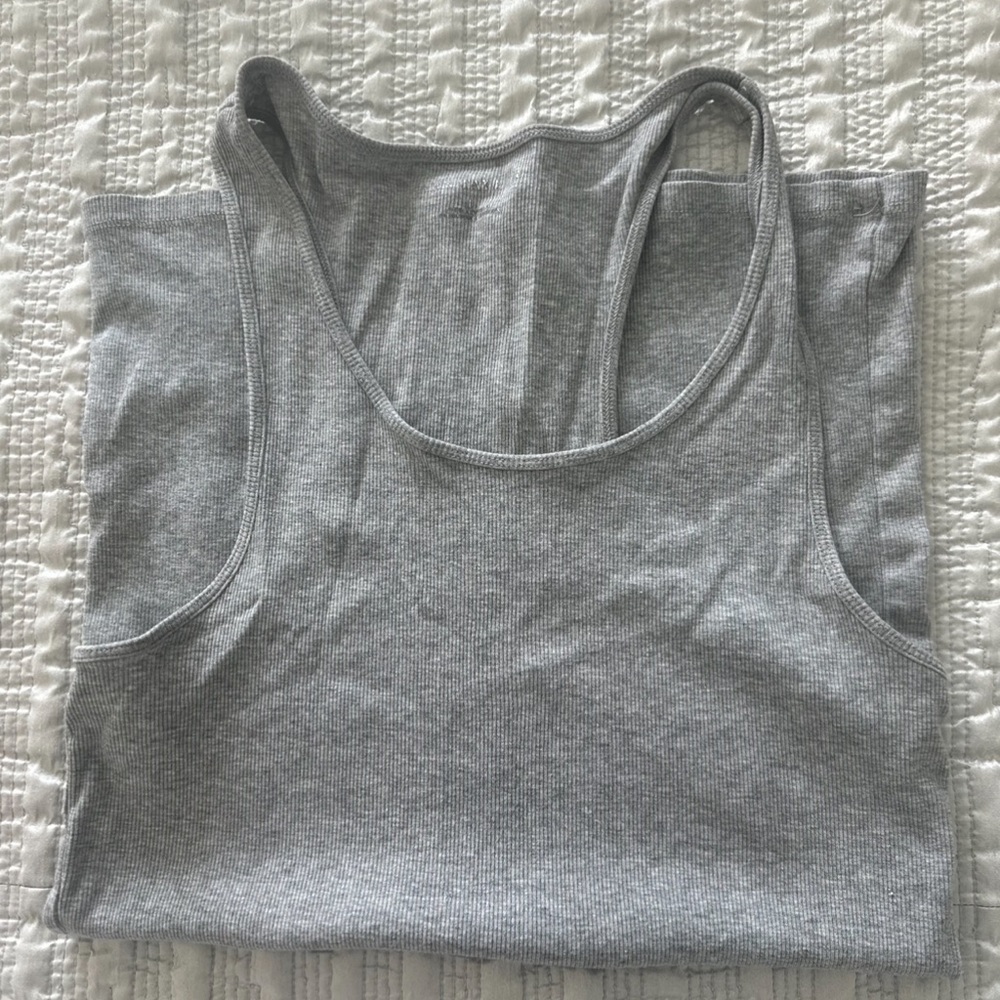 Grey Ribbed Tank Top